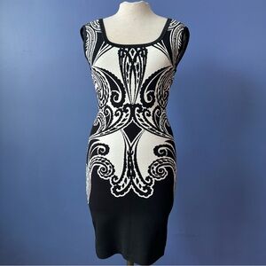 Guess Black and White Ornate Mini Dress